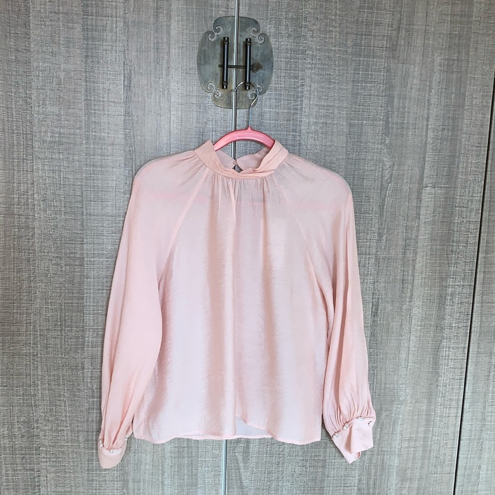 Zara Rolled Down Collar Pearl Blouse‎